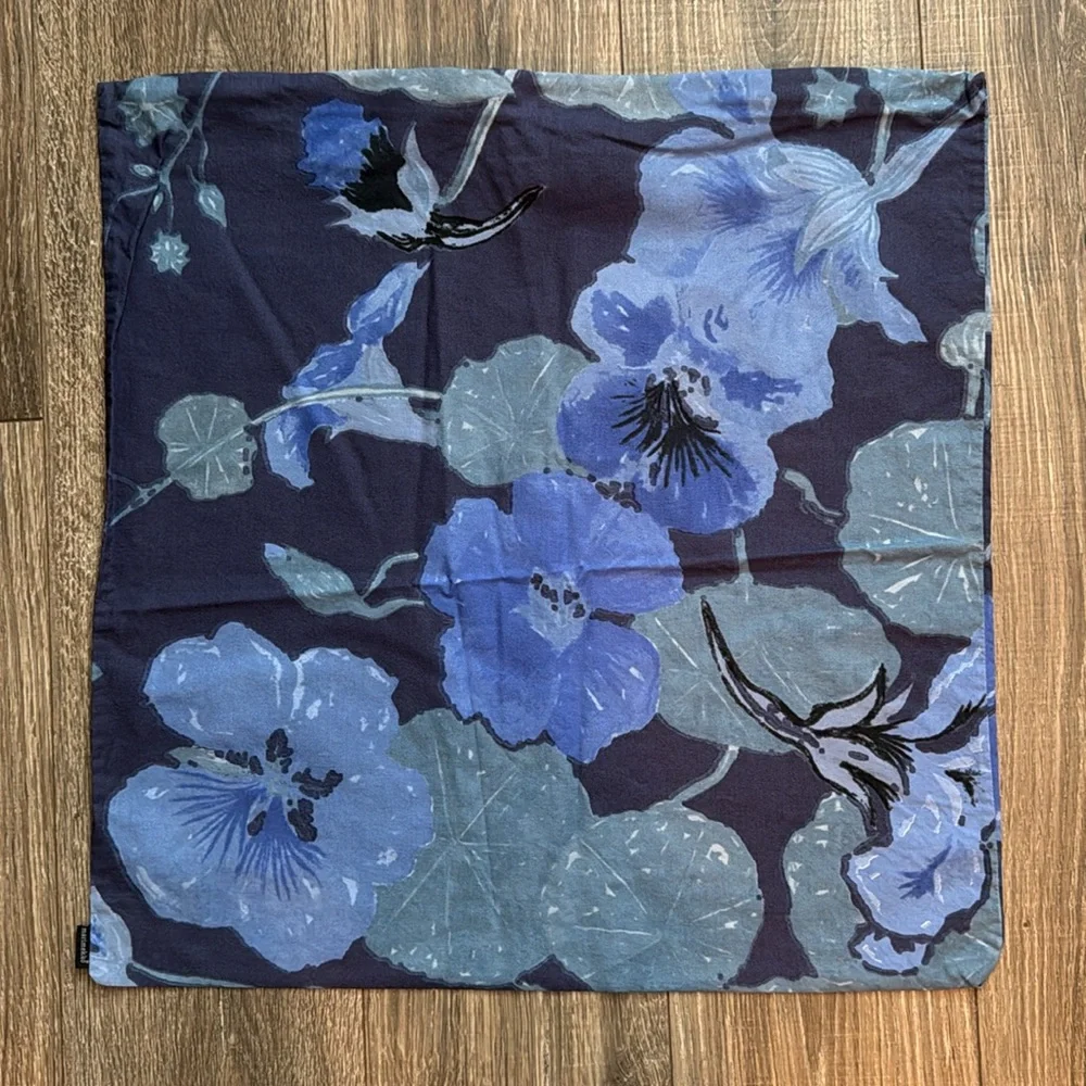 Crate&Barrel Blue and Gray Floral Cushion Covers